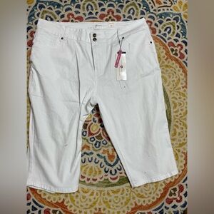 Ashley Stewart White Jean Shorts Casual Style